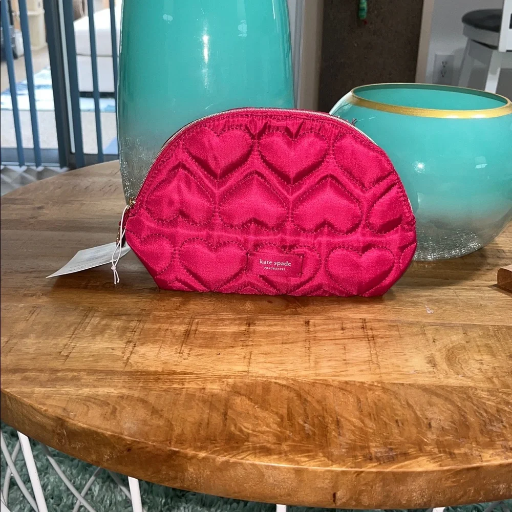 Kate Spade Fragrance Quilted Heart Cosmetic Bag-NWT